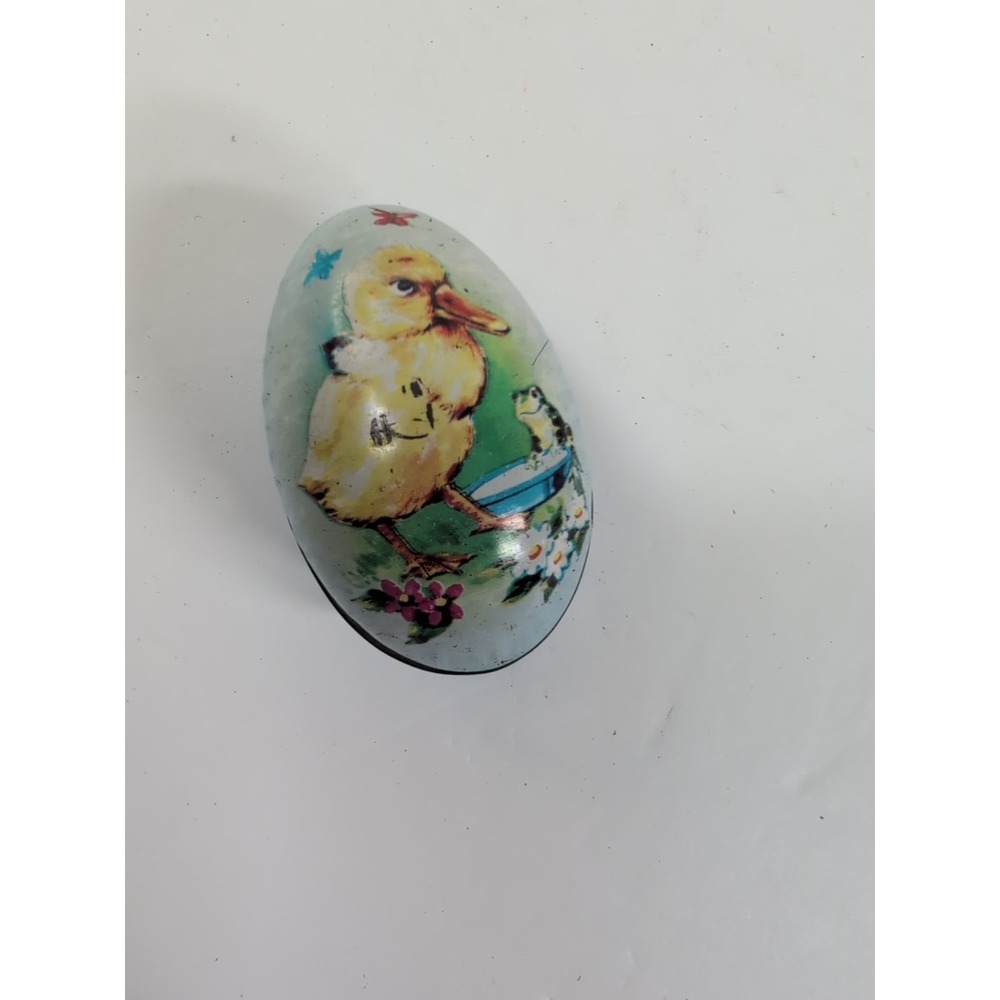 Vintage Metal‎ Egg Tin Litho Easter Candy Container Duck British Colony of Hong